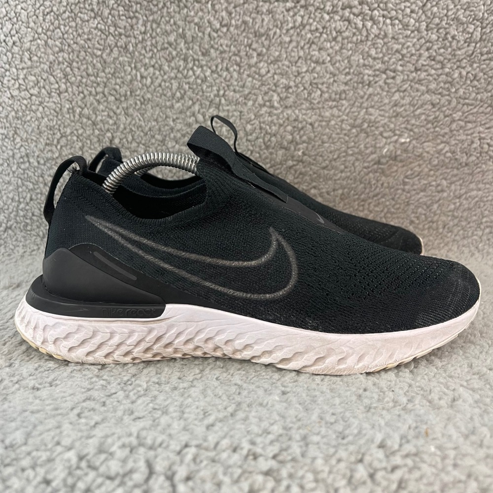 Nike Epic Phantom React Flyknit Mens 8 Black White Slip On Athletic Shoes BV0417 - Picture 4 of 9